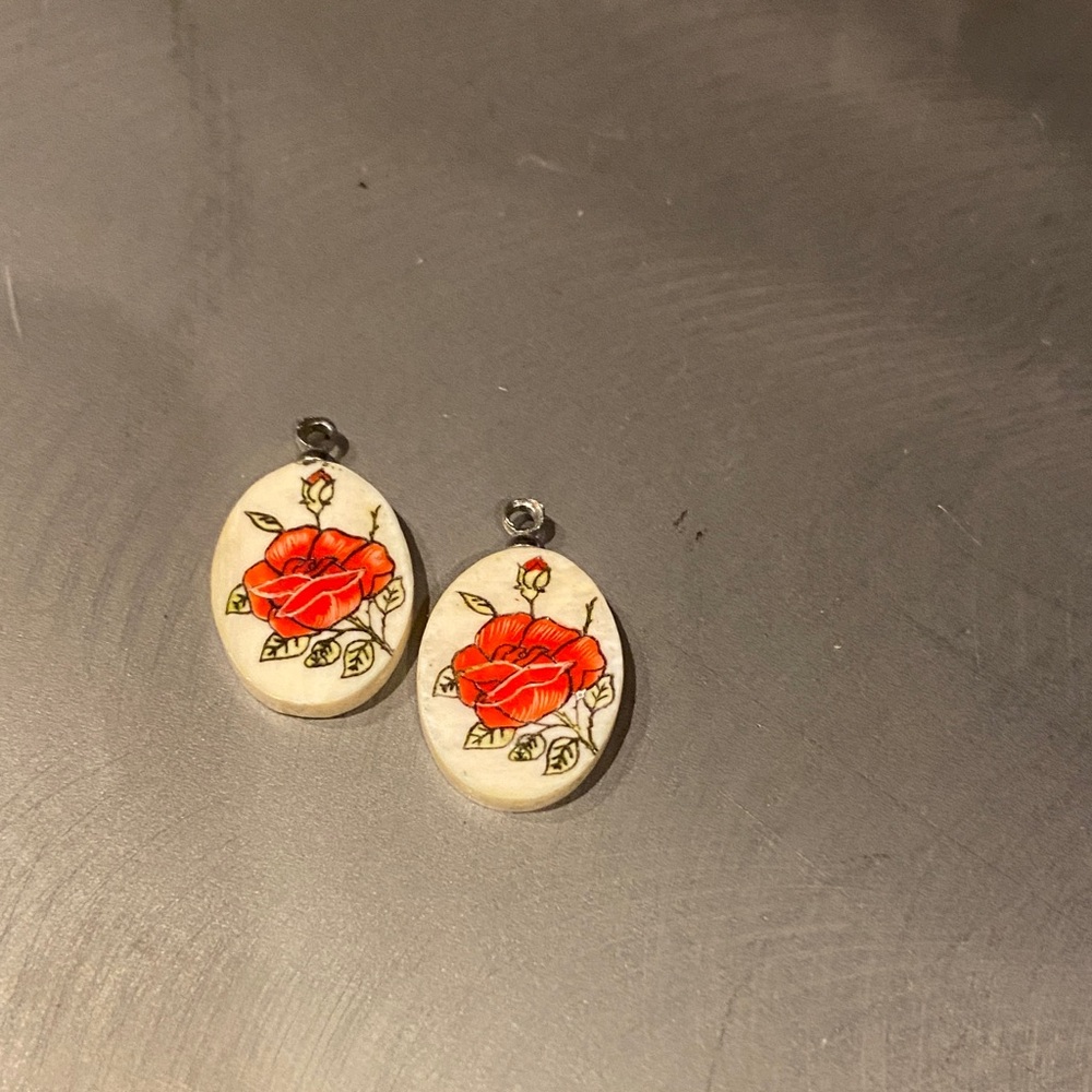 Elegant Red Rose Earrings